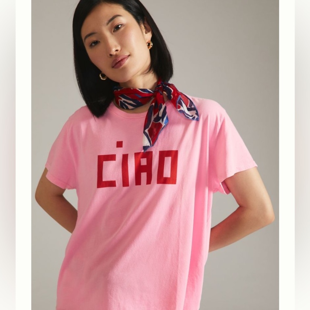 Clare V CIAO pink T-shirt Large NWT
